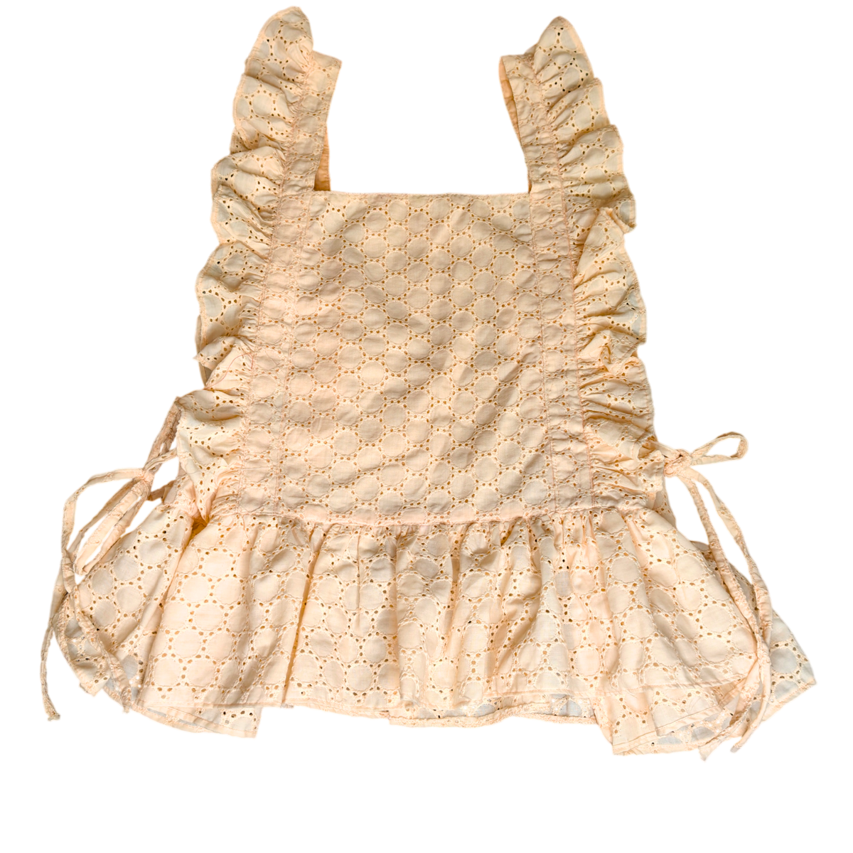 Women's Cotton Schiffli Ruffle Peplum Top
