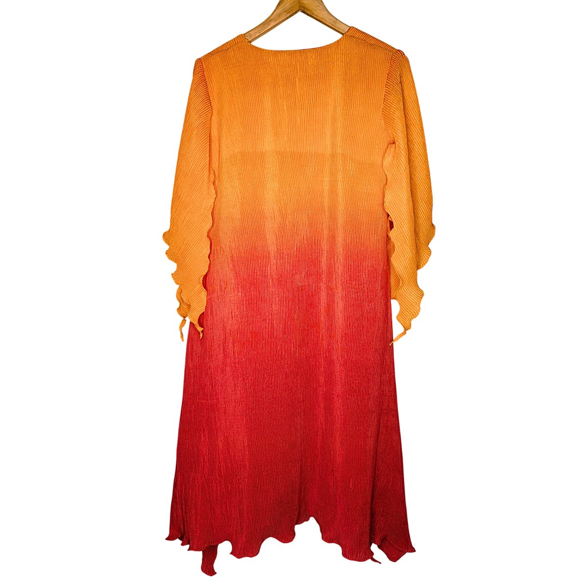 Women's Ombre Pleated Midi Red Dress