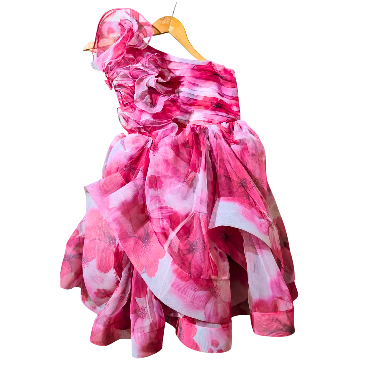 Blush Blossom One-Shoulder Party Dress