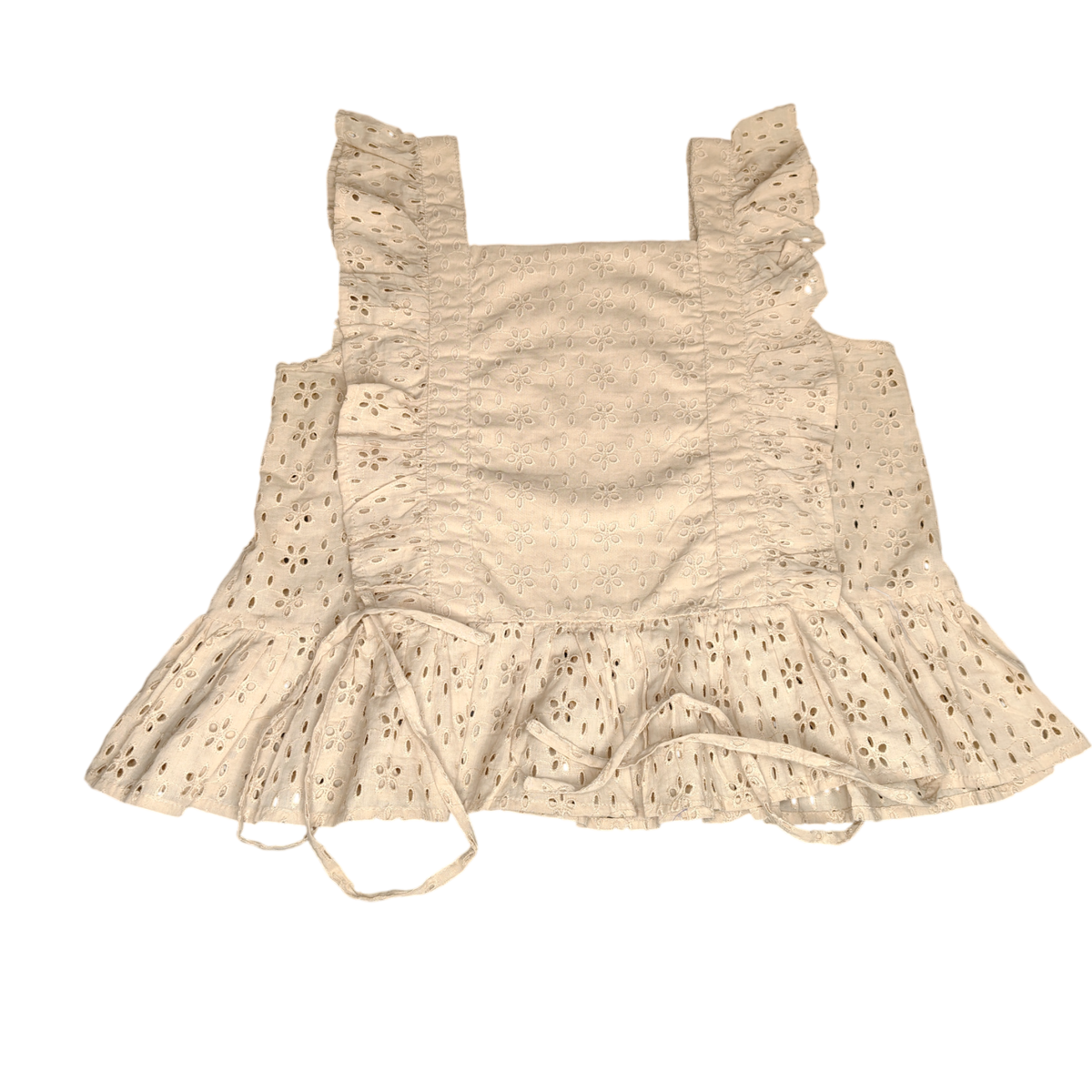 Women's Cotton Schiffli Ruffle Peplum Top