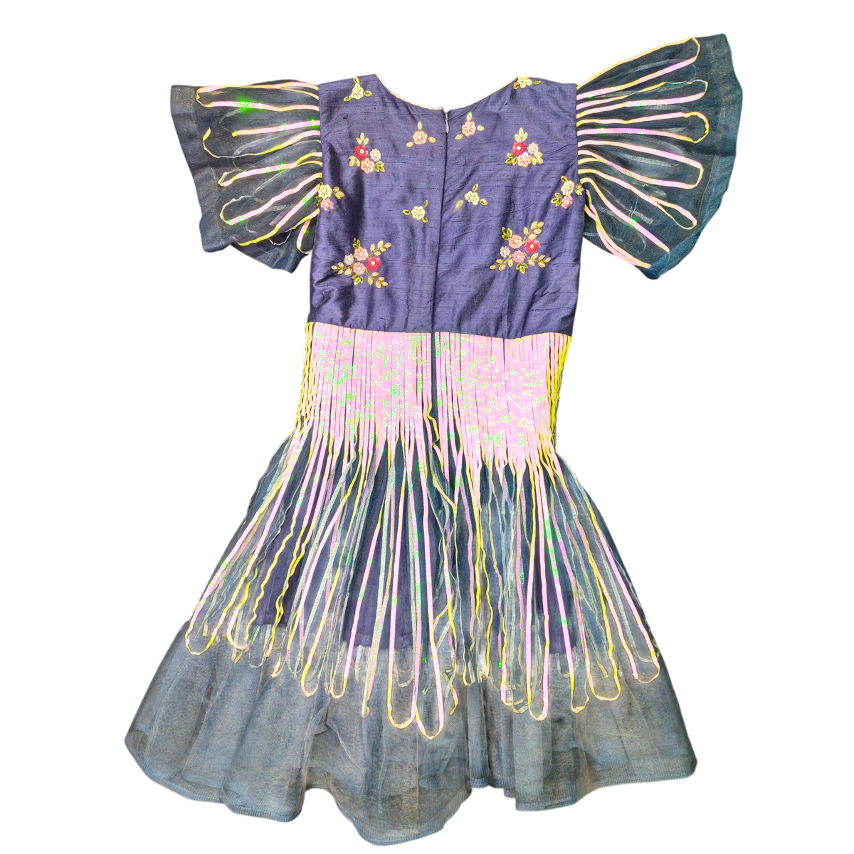 Midnight Bloom Fringe Party Dress