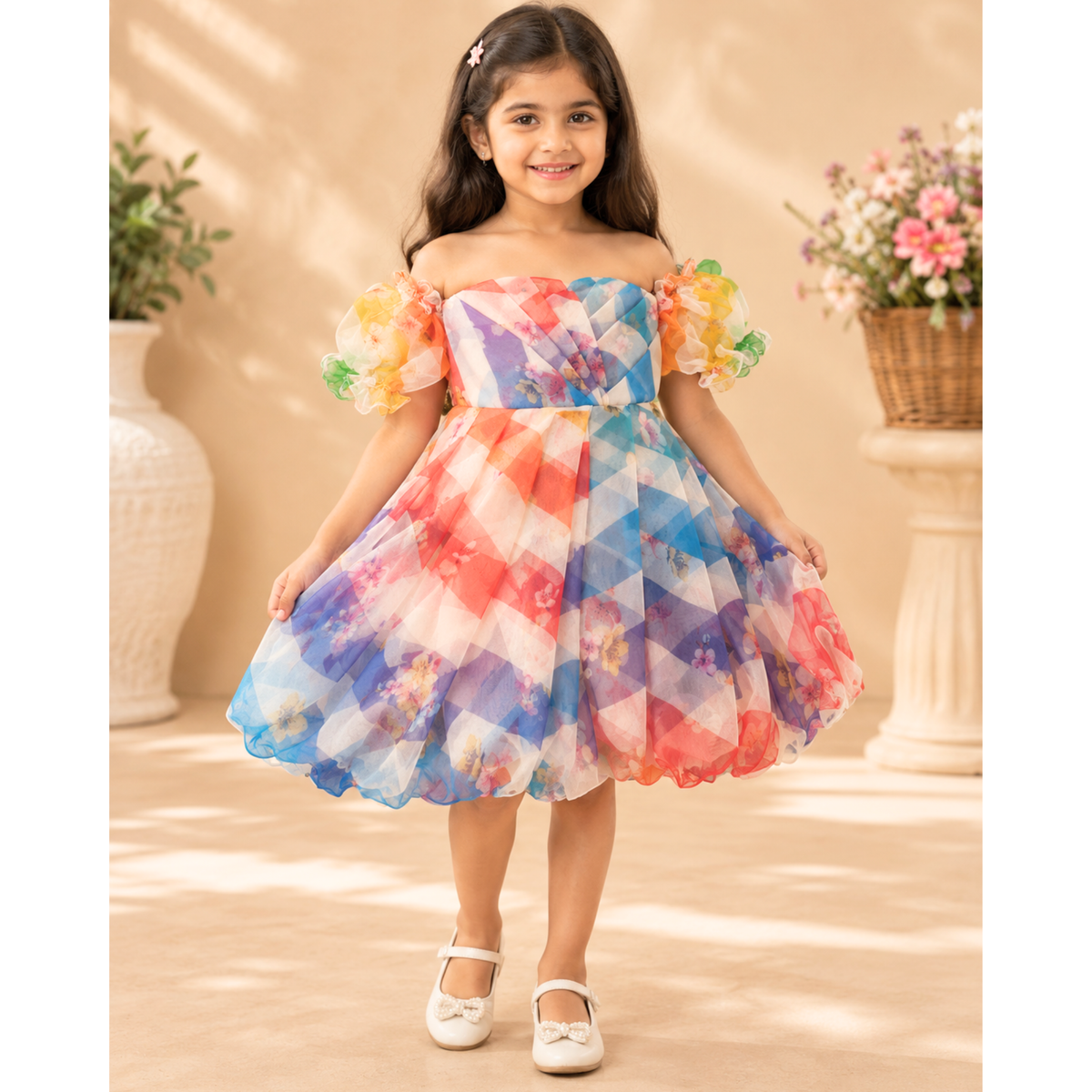 Rainbow Bloom Party Dress