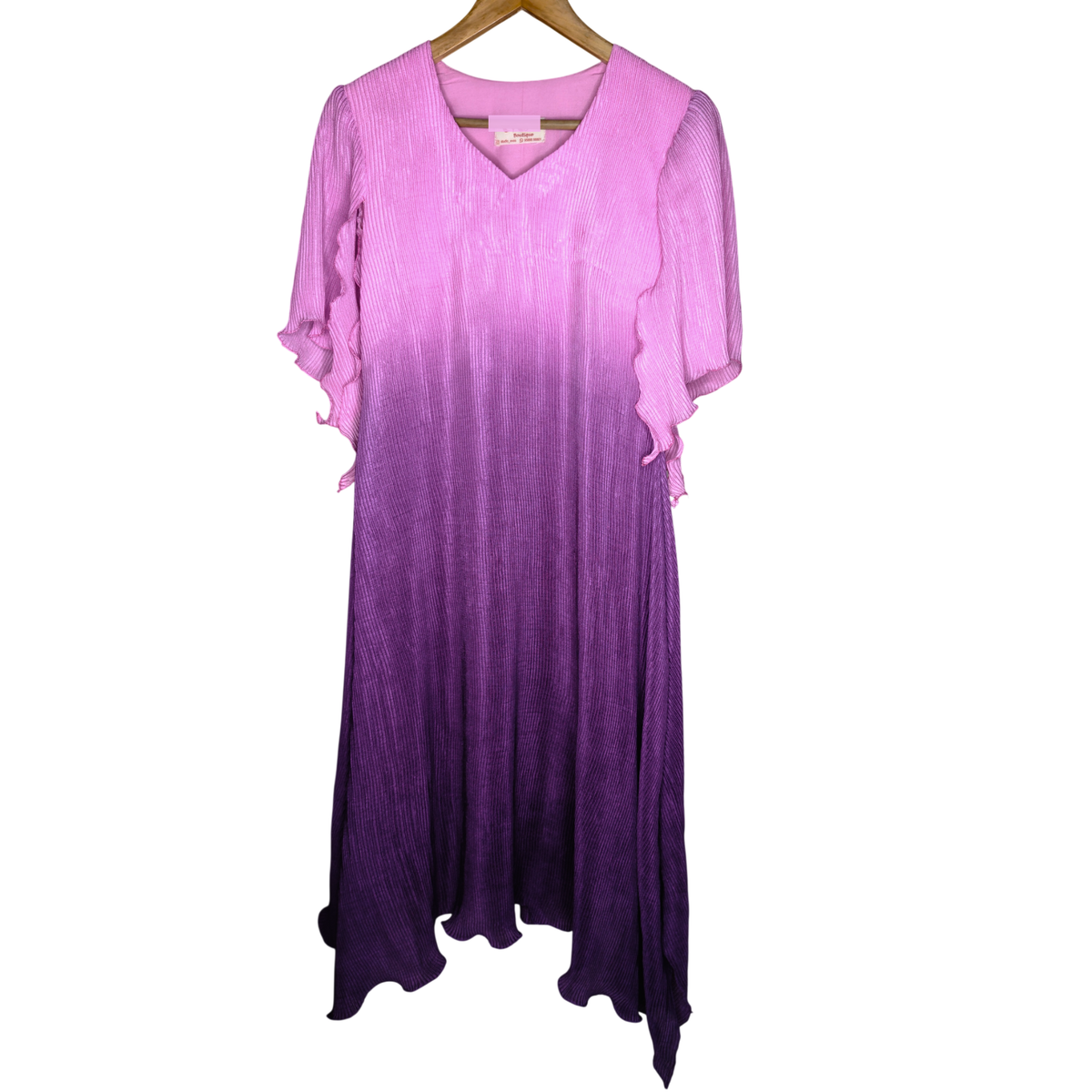 Women's Ombre Pleated Midi Purple Dress