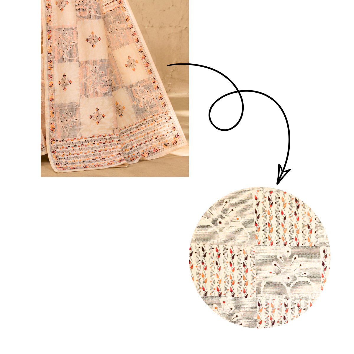 Iwishh Hand-Embroidered Chanderi Saree
