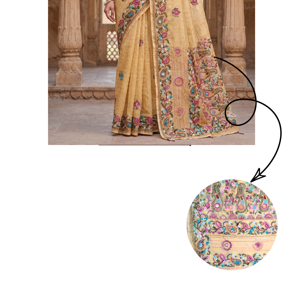 Iwishh Embroidered Saree with Rich Handworked Pallu