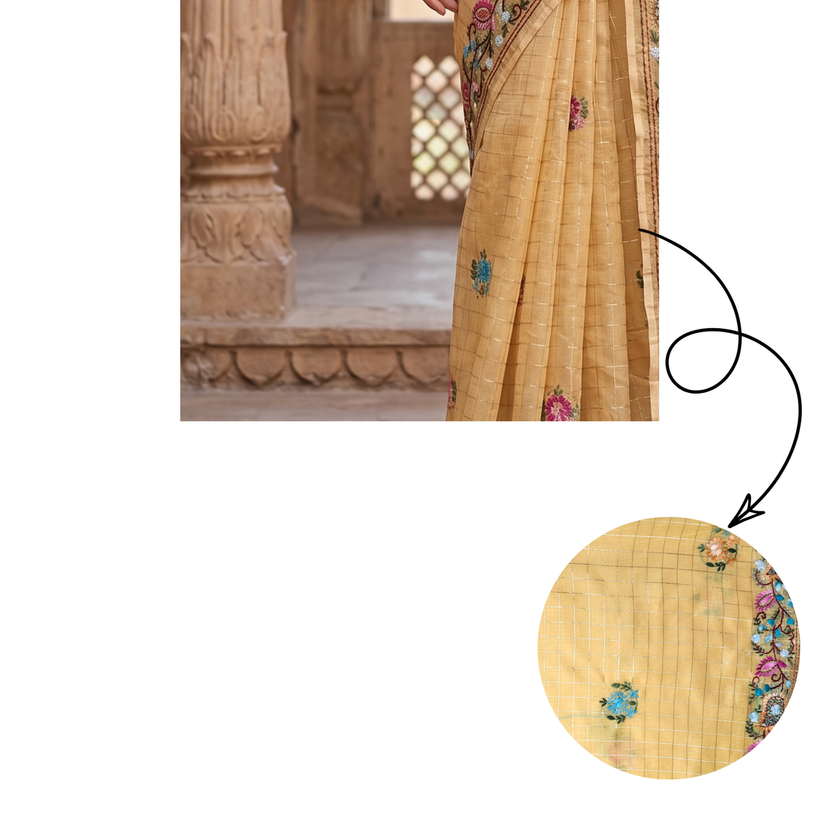 Iwishh Embroidered Saree with Rich Handworked Pallu