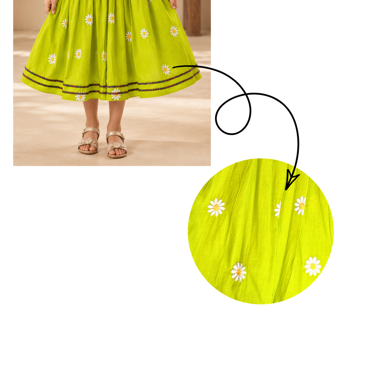 Hummingbird Bloom Flared Dress for Girls