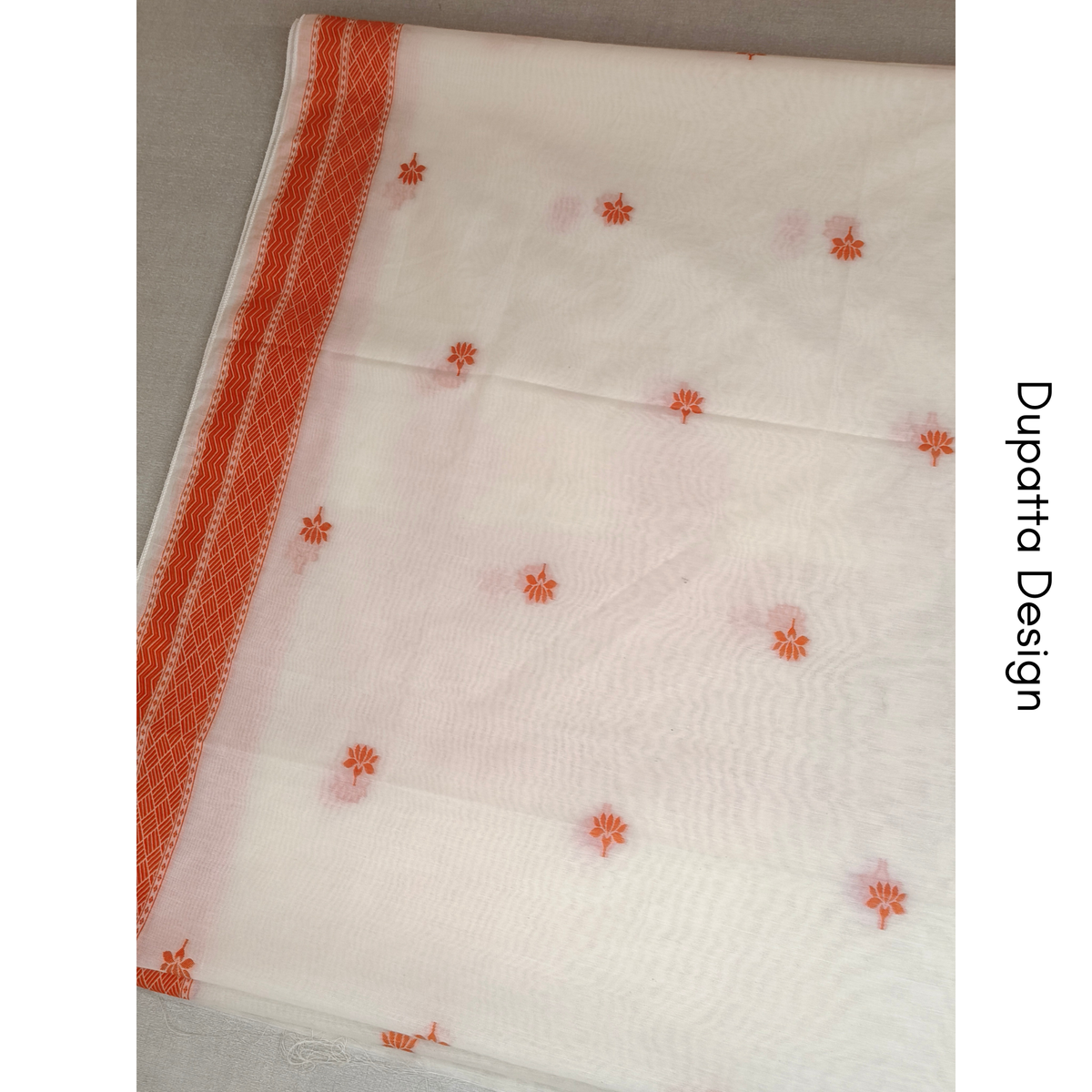 Premium Dhaka Cotton Unstitched Suit Material with Lotus Woven Design & Matching Dupatta