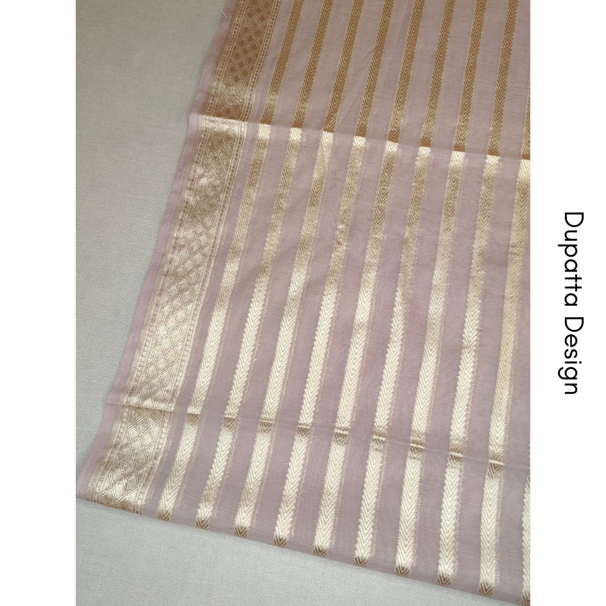 Premium Dhaka Cotton Unstitched Suit Material with Geometric Woven Design & Zari Border Dupatta & Pant