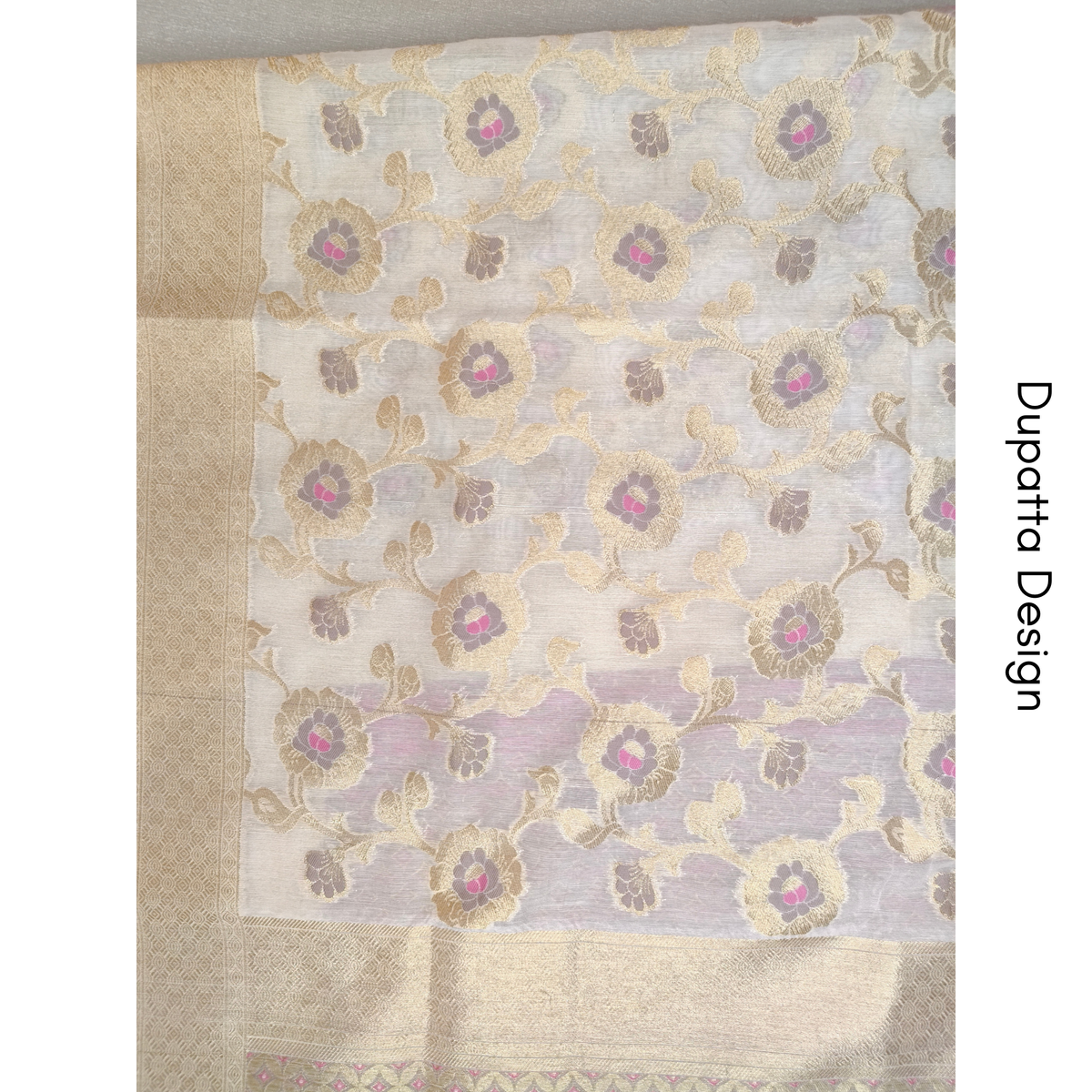 Premium Dhaka Cotton Unstitched Suit Material with Floral Buti & Woven Dupatta
