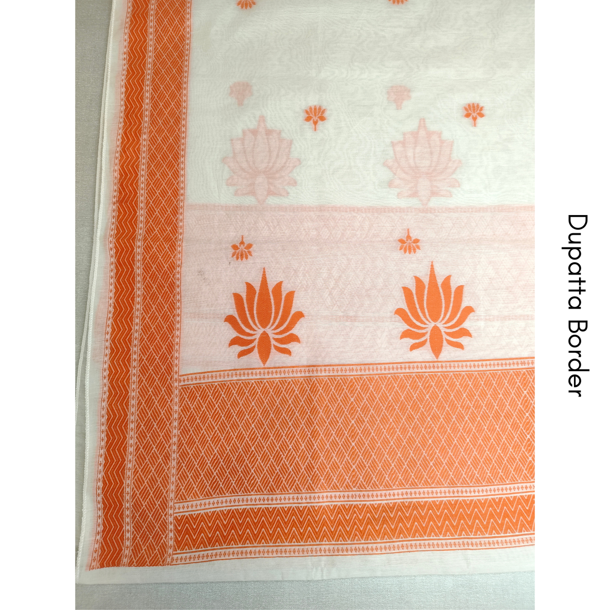 Premium Dhaka Cotton Unstitched Suit Material with Lotus Woven Design & Matching Dupatta