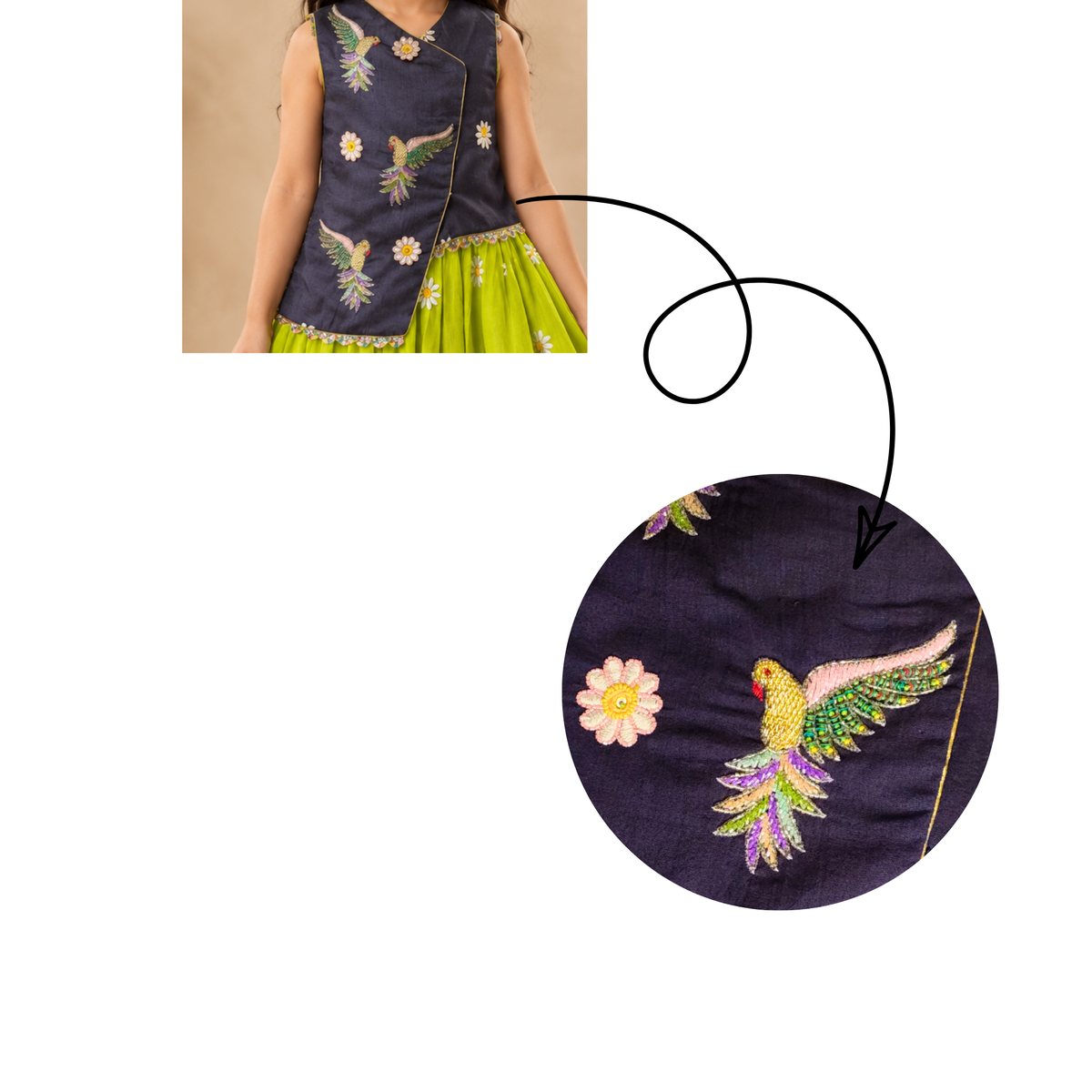 Hummingbird Bloom Flared Dress for Girls
