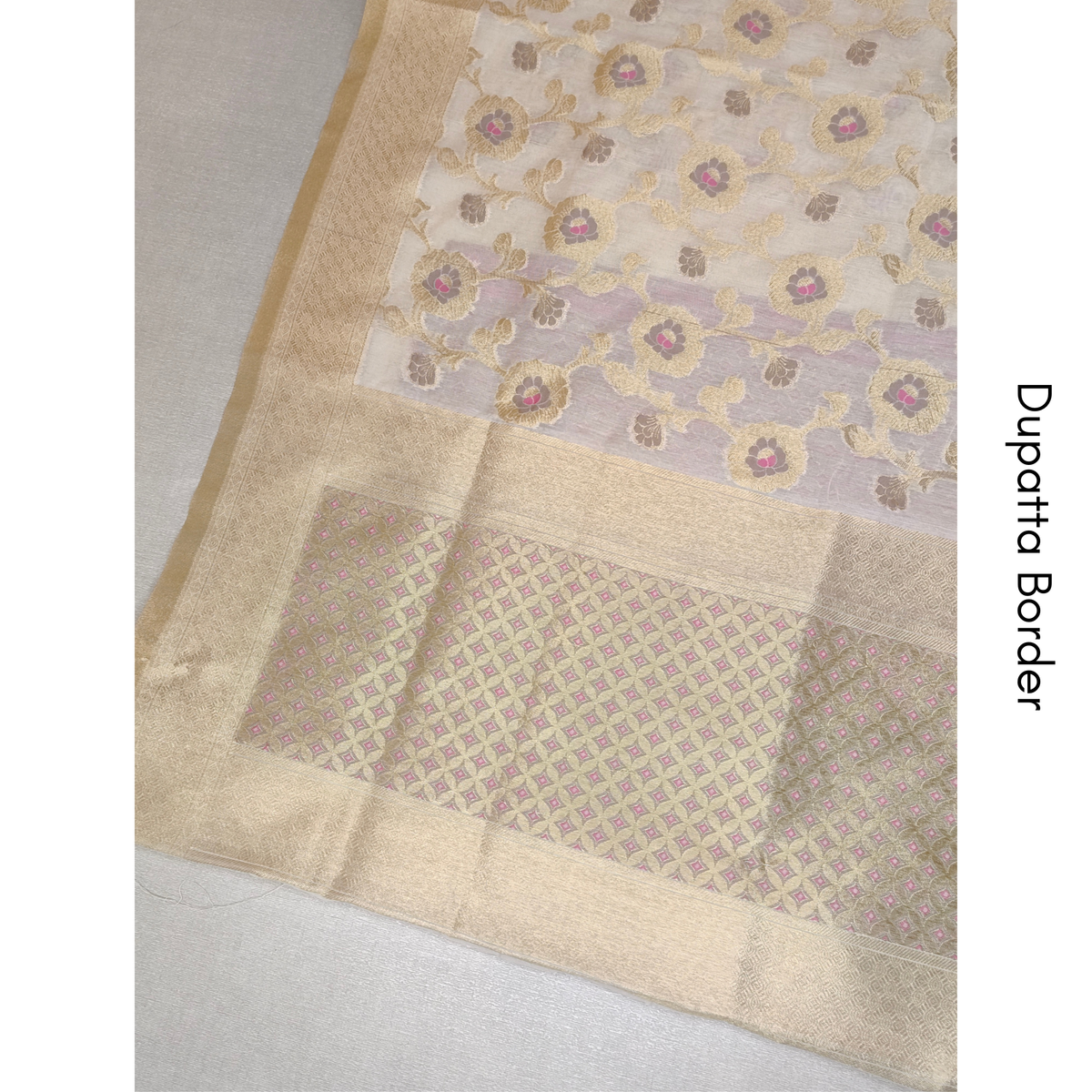 Premium Dhaka Cotton Unstitched Suit Material with Floral Buti & Woven Dupatta